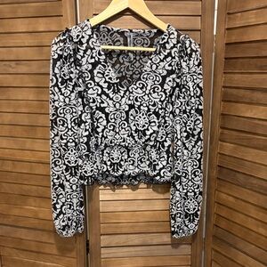 Anthropologie Black and White Patterned Blouse